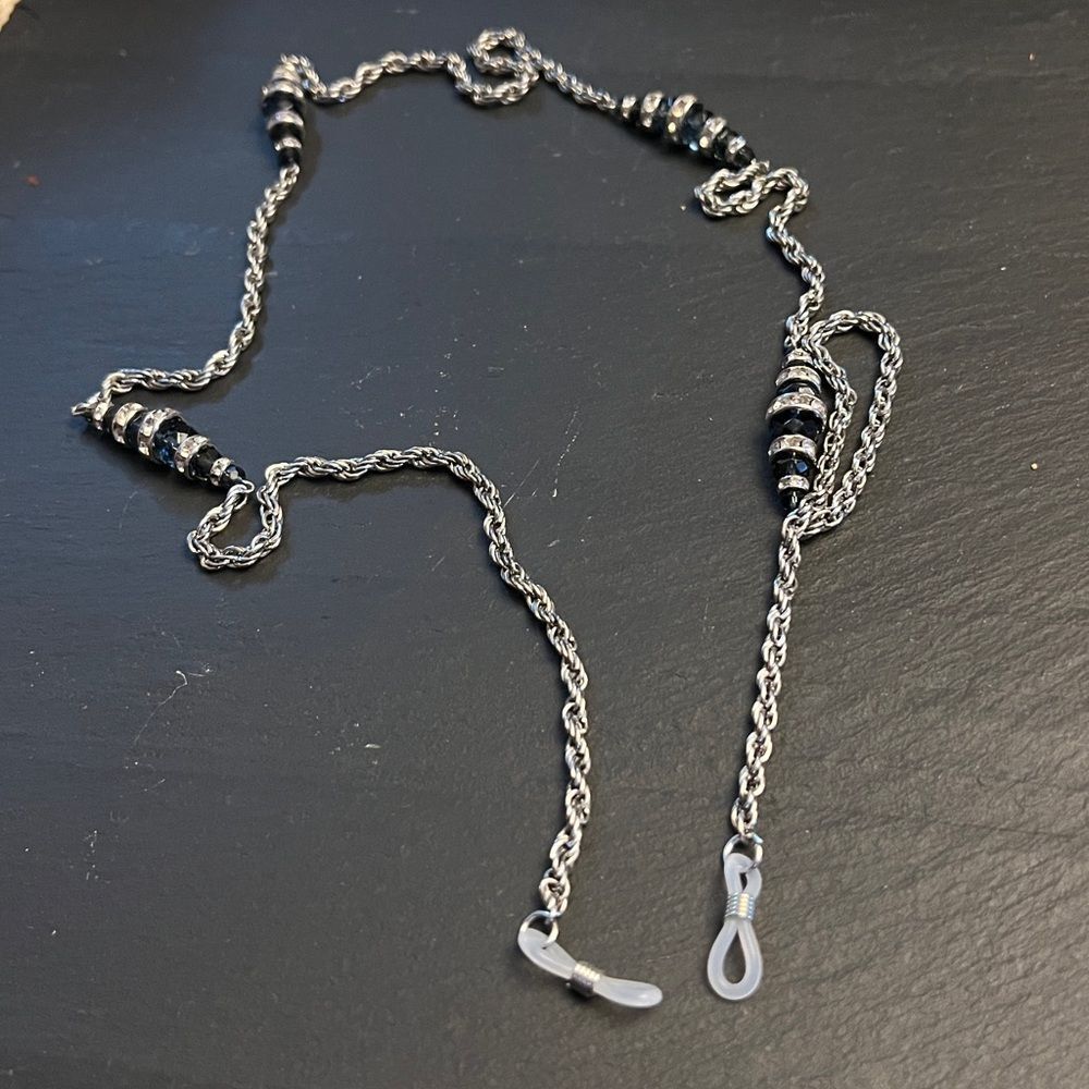 Hand crafted Eyeglass Chain w/ blue beads